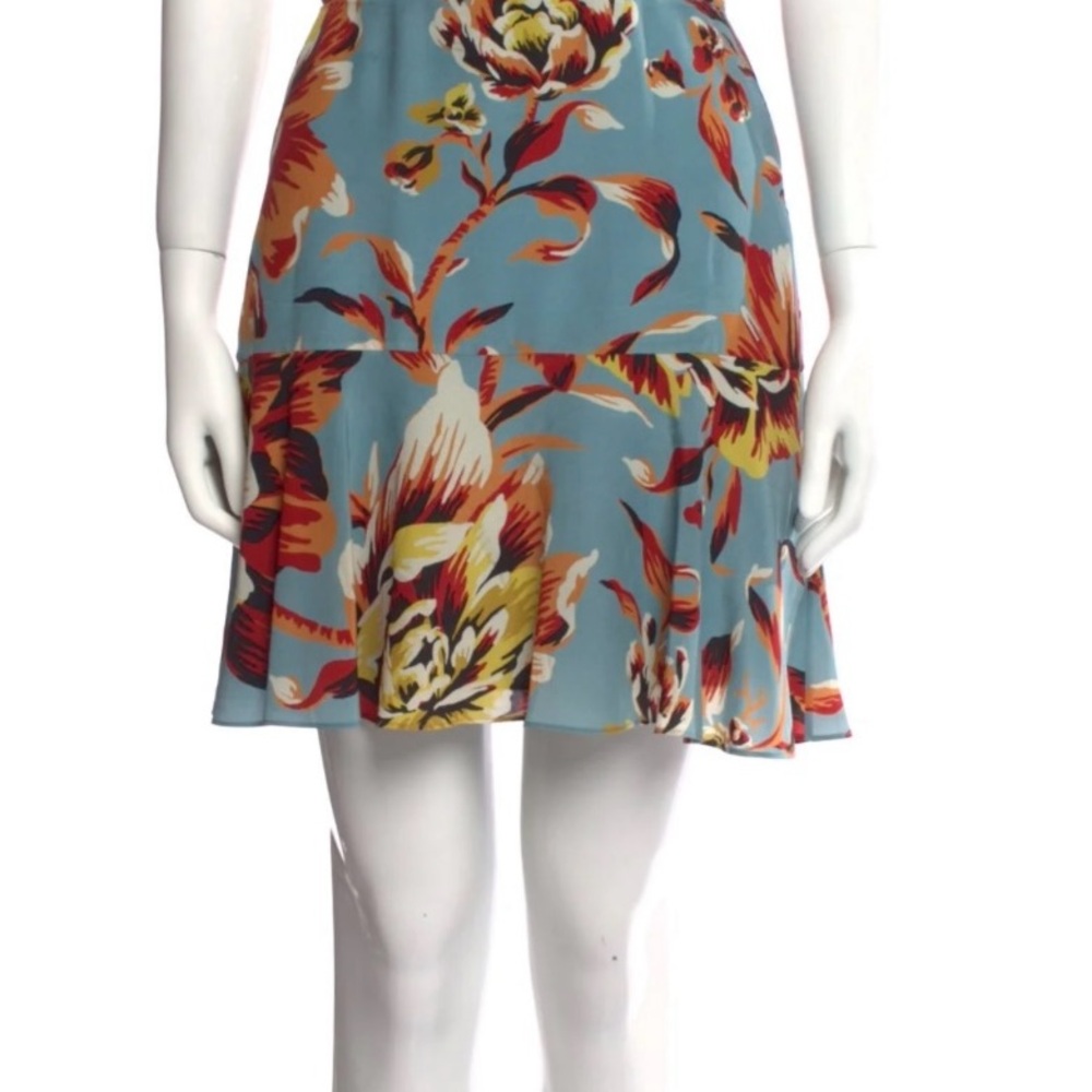 Burberry Floral Midi Skirt in Blue and Red